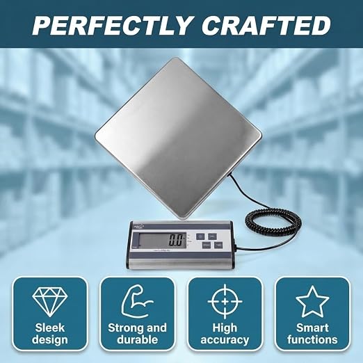 Smart Weigh Digital Postal Shipping Scale, Heavy Duty, 440 lb Capacity, 6 oz Readability, Hold & Tare Function, Stainless Steel Platform