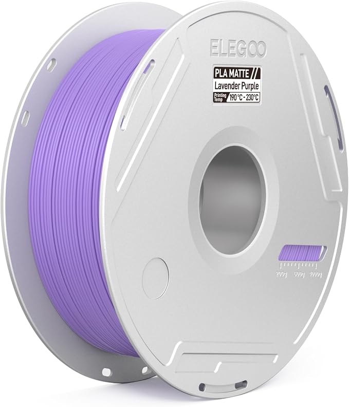 ELEGOO Matte PLA 3D Printer Filament with Reusable Spool，1.75 mm Printing Filament Lavender 1 kg, Dimensional Accuracy +/- 0.02 mm, Compatible with Most 3D Printers
