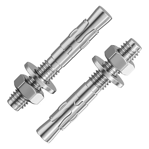 Wensilon 10Pcs 5/16x2-1/4 Inch Standard Fasteners for Heavy-Duty 304 Stainless Steel Wedge Anchors for Cement and Concrete