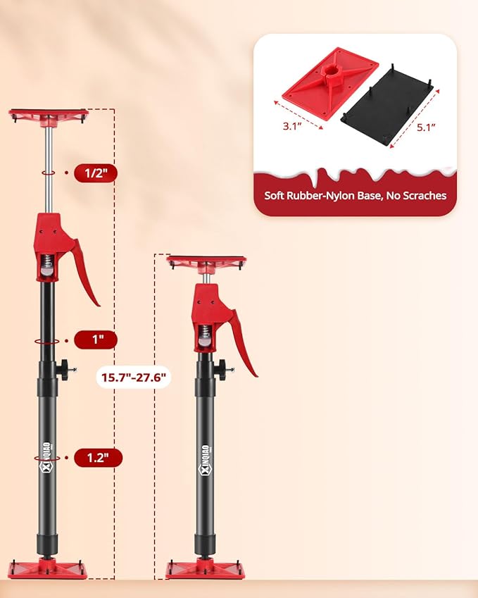 XINQIAO Cabinet Jacks for Installing Cabinets, Light Duty Third Hand Tools Adjustable Support Pole from 15.7 in to 27.6 in, 4 PCS