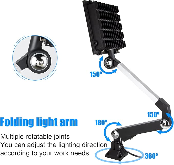 Work Light,Led Work Light, 30w Folding Aluminum Alloy ong Arm Lamp for Lathe Milling Drill Press Industrial Lighting Reading,Cool and Warm Light Available