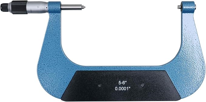 Accusize Industrial Tools 5-6'' by 0.001'' Screw Thread Micrometer with 3 Anvil in Fitted Box, S916-C755 | 3 Anvil Sets: 13-9, 8-5, 4.5-3.5 TPI, 0.001" Resolution, ±0.00016" Accuracy