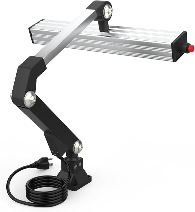 Led Work Light 24W 20in Long Arm Aluminum Alloy Waterproof Table Lamp for Machine Tool CNC Lathe Drilling Machine, US Plug