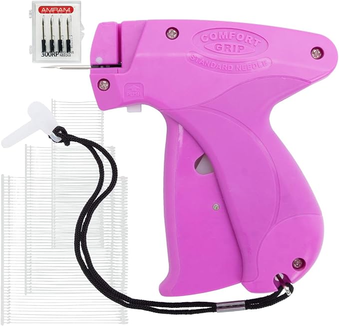 Comfort Grip Price Tagging Gun, Includes Standard Retail Price Tag Attacher Gun for Clothing, 2500 Asstd 1in, 2in, 3in Barbs Attachments, 5 Needles