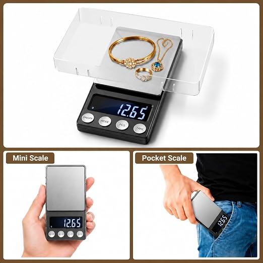 SKEAP Digital Coin Scale, Gram Scale 0.01g Accuracy for Coin Collectors, Bank Tellers and Home Use, Ideal Scale for Gold and Jewelry, 200g Capacity with Calibration Weight
