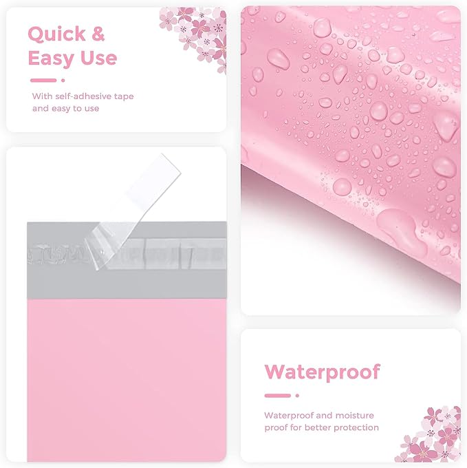 Metronic Large Poly Mailers 19x24 50 pcs, Shipping bags for Small Business, Shipping Envelopes for Clothing, Mailing Bags for Shipping Supplies in Pink
