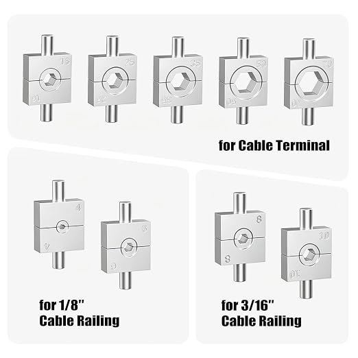 10 Tons Hydraulic Crimping Tool Kit Cable Lug Crimper Battery Terminals Crimping Tool with 9 US Standard Chromed Hexagonal Dies 12 AWG to 00 (2/0), 1/8" for Stainless Steel Wire Rope