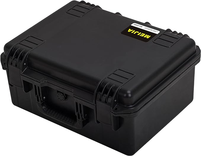 MEIJIA Premium Waterproof Hard Camera Case,Hard Protective Case with customizable fit foam,Full Protection with Light&Convenient Design,Elegant Black (19.3"x15.25"x9.01")
