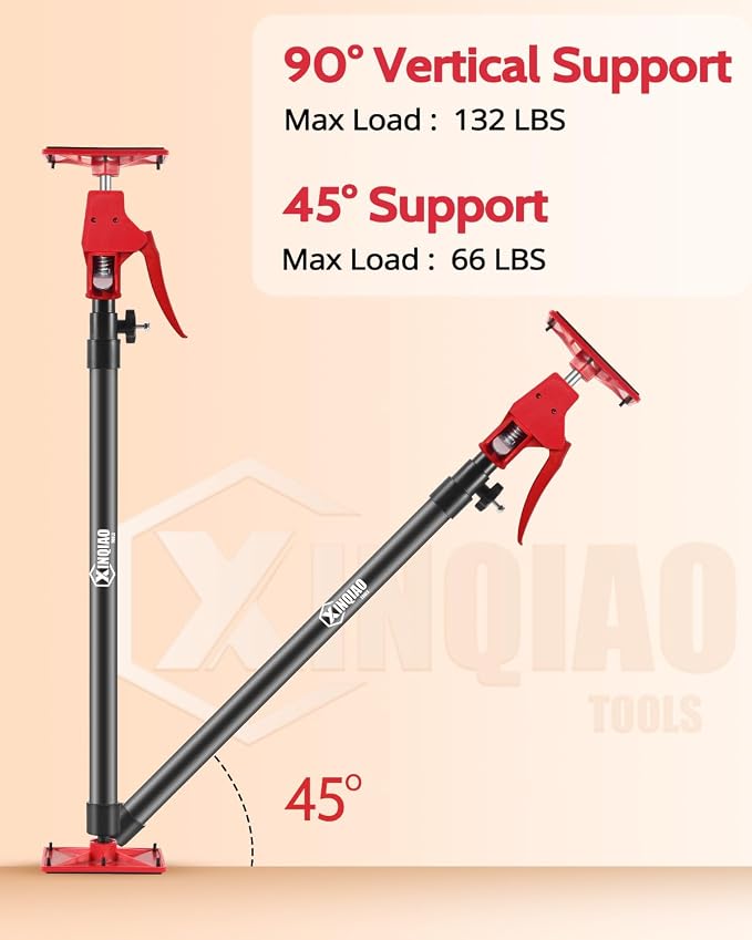 XINQIAO Cabinet Jacks for Installing Cabinets, Light Duty Third Hand Tools Adjustable Support Pole from 45 in to 113.6 in, 4 PCS