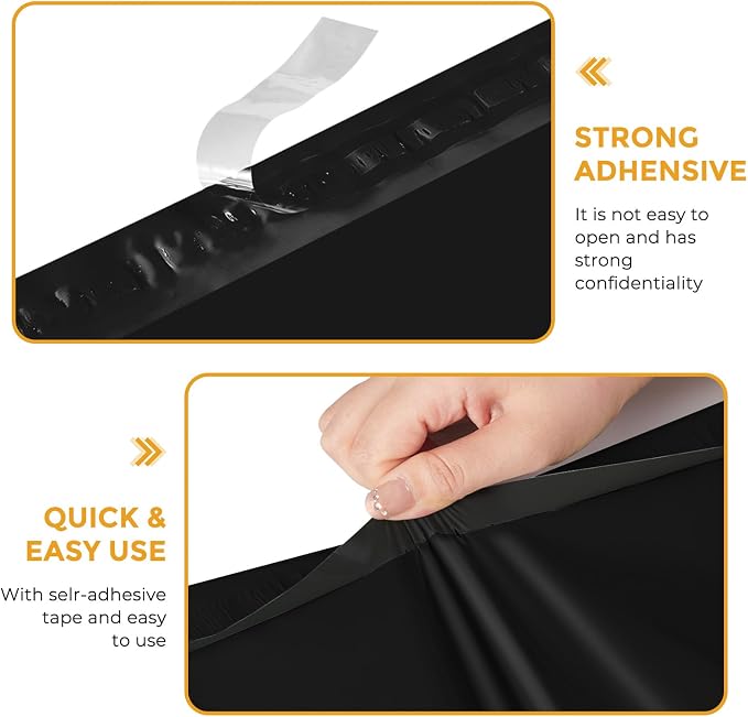 Metronic Poly Mailers 10X13 1000 Pack, Bulk Shipping Bags Heavy Duty Self Seal Waterproof Tear Weather Resistant Medium Mailing Envelopes, Packaging bags for Small Business, Boutique, Clothing,Black