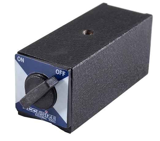 Accusize Magnetic Base, 264 lb Pull, Fine Adjustment (Pack of 2) | On/Off Switch, V-Groove Bottom, M8 x 1.25 mm Tapped Hole, 4.645" x 1.968" x 2.165", VMP_6010-0141FBA_2_PK