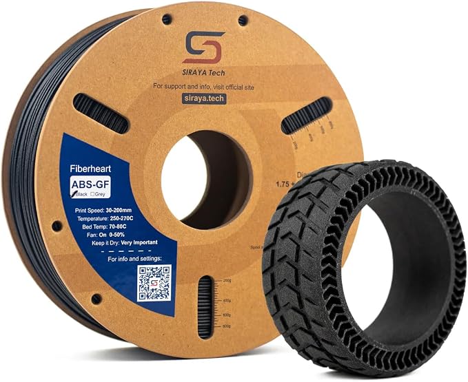 Siraya Tech Fibreheart ABS-GF Premium Glass Fiber 3D Printer Filament - 93°C Heat Resistance, High Durability, Precision Printing - for Automotive & Industrial Applications (1kg, Black)