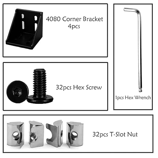 4080 Corner Bracket Connector Set for 4080 8080 Aluminum Extrusion Accessories 4Set(Black ZL)