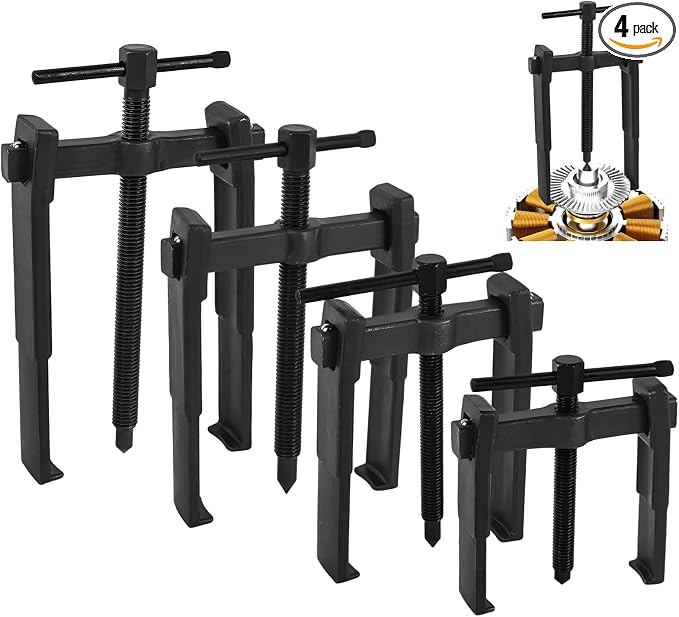 OMISTAR 4 PCS 2 Jaw Gear Puller, 3'' 4'' 6'' 8'' Adjustable Bearing Puller Remover, Hand Remover Tool Pump Pulley Remover for Flywheel, Pulley, Gear, Shaft Removal (3'' 4'' 6'' 8'')