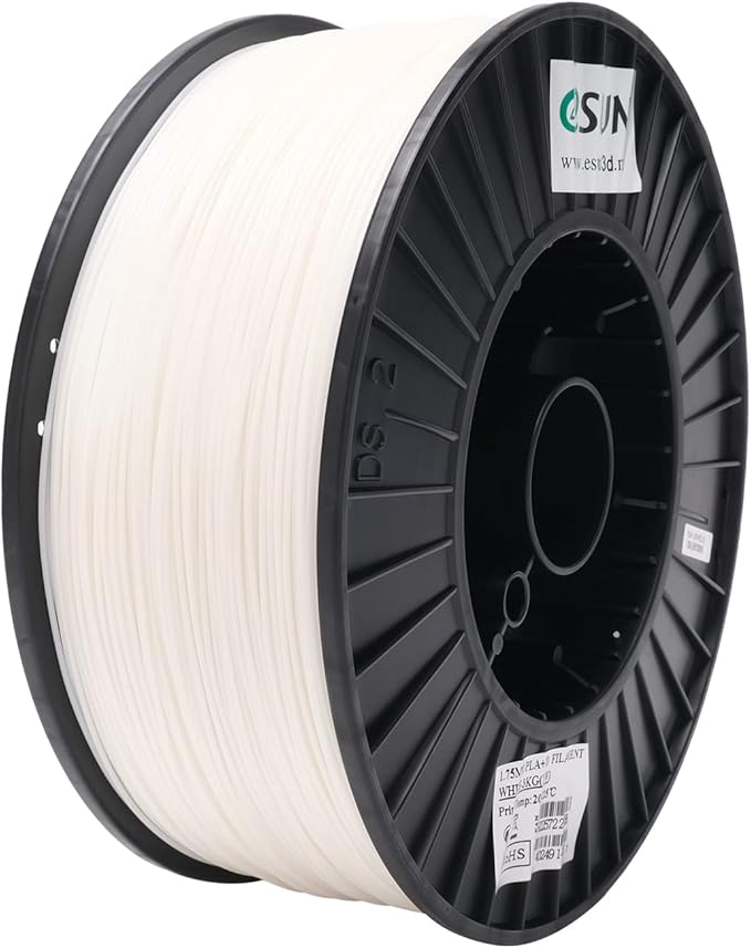eSUN PLA+ Filament 1.75mm, Enhanced Toughness 3D Printer Filament PLA Plus, Dimensional Accuracy +/- 0.03mm, 3KG Spool (6.6 LBS) 3D Printing Filament for 3D Printers, White
