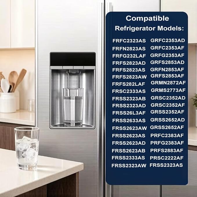 Water Filter Replacement for Frigidaire GRFS2853AF, GRMS2773AF, GRFC2353AF, FRSS2623AS, FRSS26L3AF, FRFS2823AS, GRFS2853AD, SEE25NVDDA, GRSC2352AF, GRFG2353AF, 3 Pack