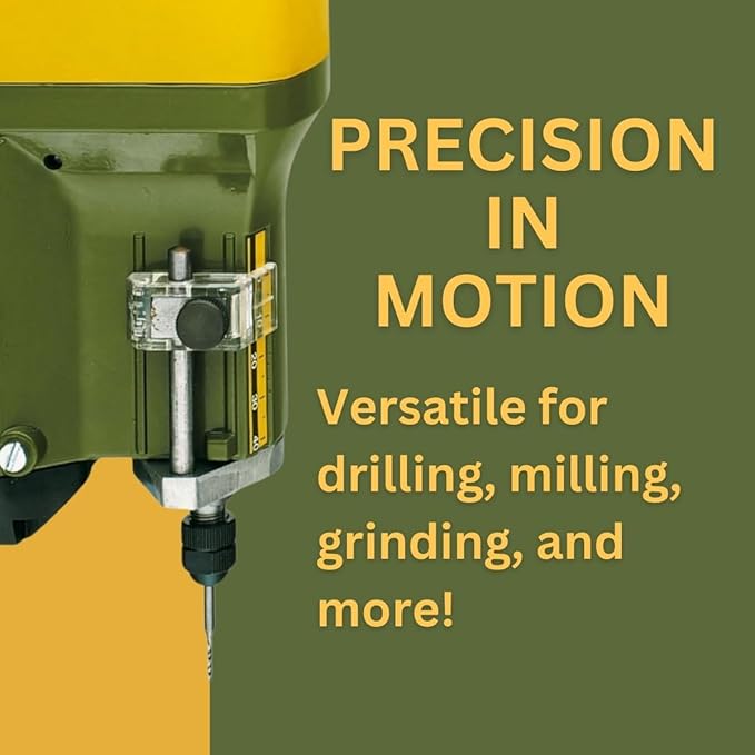 PROXXON Precision Bench Drill Press - Micro Hole Capability, Adjustable Depth & Table, 3-Speed Selection, Durable Design, with 6 Precision Collets for Detailed Projects - TBM 115