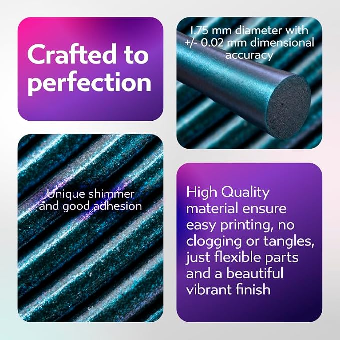 Cookiecad TPU Filament 1.75mm 1kg Glitter 3D Printer Filament - Dark Magic TPU