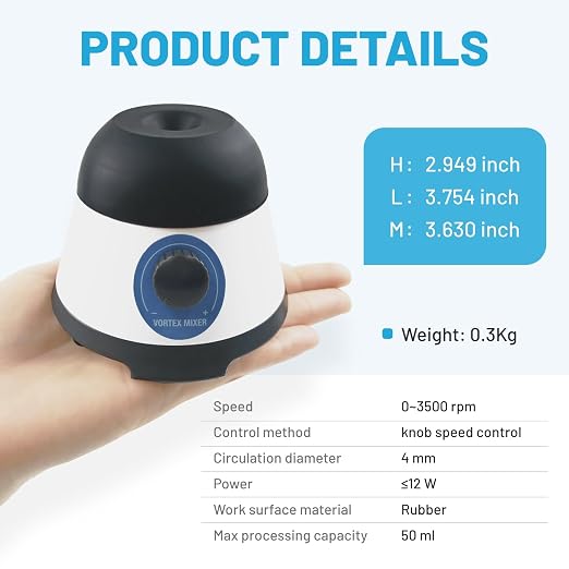 Mini Vortex Mixer with Touch Start Function, Lab Mixing, Nail Polish,Eyelash Adhesives and Acrylic Paints Mixing, Lab Vortexer for Tubes,Include 50 pcs Stainless Steel Mixing Balls