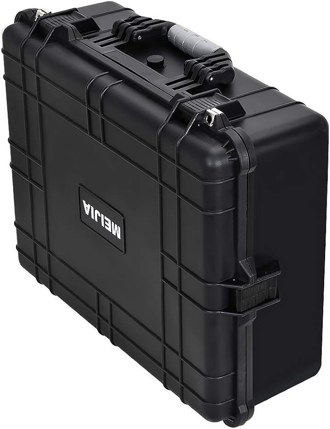 MEIJIA All Weather Waterproof Hard Camera Case,Hard Case with Customizable Fit Foam,Fit Use of Drones,Camera,Equipments,Pistols,Elegant Black (Black, 24.25"X19.43"X8.68")