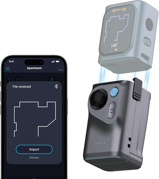 HOZO M-Cube Laser Measuring Tool Adaptor, 01 Smart Planner - Features 360° Joystick for Capturing Floorplans from Any Angle, One-Tap Button for Precise Edge and Corner Measurements