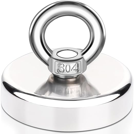 Lift Fishing Magnet - 2.36 Inch, 300 lbs Pulling Force, Super Strong Rare Earth Neodymium Magnets for Retrieving