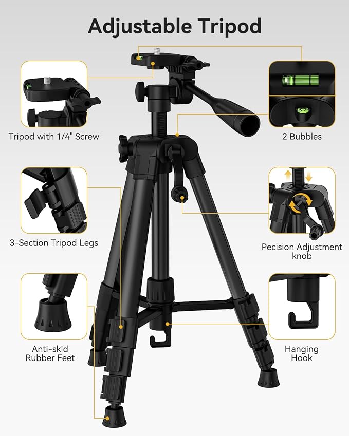 Nikotek Laser Level with Tripod, Self-Leveling Green Beam Horizontal and Vertical Cross-Line Laser for Home Decoration Carrying Pouch, Battery Included