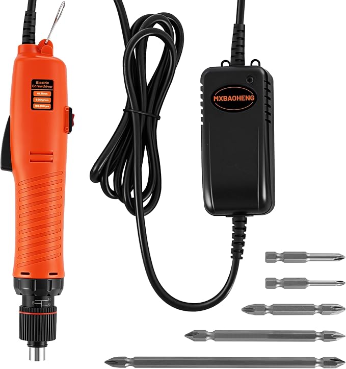 MXBAOHENG Electric Screwdriver Set Automatic Screw Driver Drill Tool Torque Adjustable 6.35mm Bit for 2.0-6.0mm Screws 110-220V