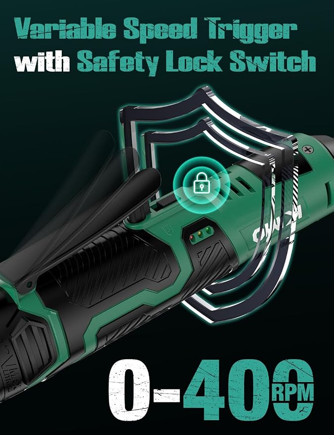 KIMO Extended Cordless Ratchet Wrench 3/8" Set, 400RPM 40Ft-Lbs 4-Inch Long Neck Electric Ratchet Wrench w/Variable Speed, 7 Sockets & 1/4" Adapter, 12V Power Ratchet Wrenches w/ 2x2.0 Ah Batteries