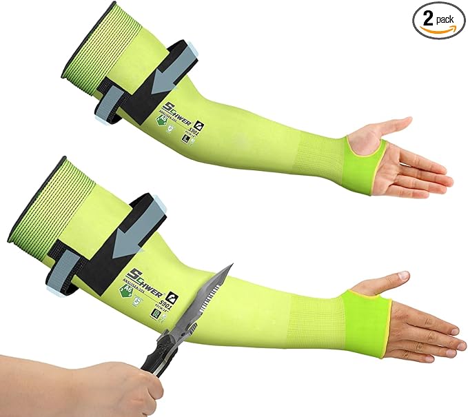 Schwer 2 Pairs AIR-SKIN ANSI A6 Cut Resistant Arm Sleeves for Men & Women S901, Non-PFAS Arm Protectors for High Risk Work, UPF50+ UV Protection Cooling Gardening Sleeves for Farming, Lightweight