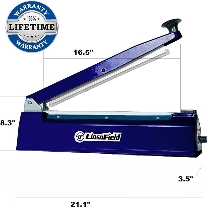 Sealer Pro - 16 inch Impulse Heat Sealer - 5mm Sealing Width - Manual Heat Sealer Machine for All Bags - Most Heavy Duty for Strong, Secure Sealing for Long Term Food Storage, Deep Blue