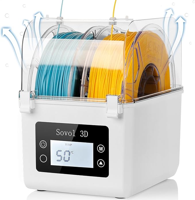 Sovol Filament Dryer 2026, SH01 Filament Dehydrator 3D Printer Spool Holder with Upgraded Fan, Dry Box for Keeping Filament Dry, Compatible with 1.75mm, 2.85mm PLA PETG TPU ABS