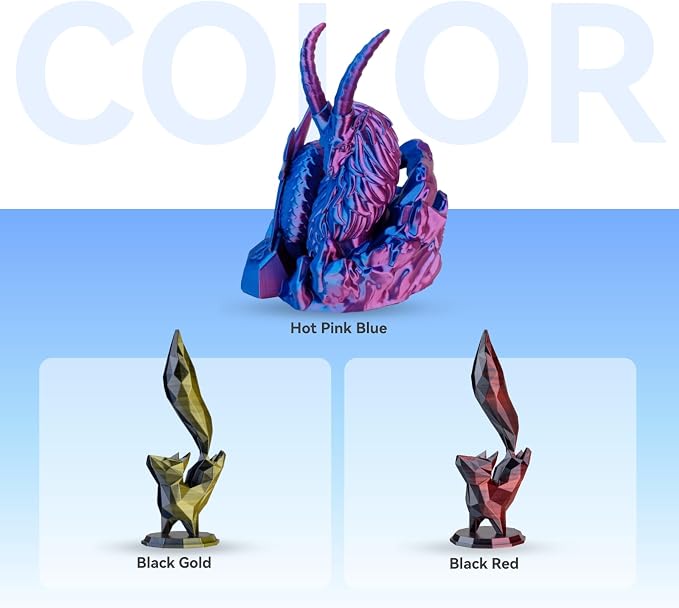 Chitu Systems Conjure Silk PLA 3D Printer Filament, 2KG Spool (4.4lbs), 1.75mm Dual Color Filament, Dimensional Accuracy +/-0.02mm, Silk 3D Printing Filament Bundle, (Hot Pink Blue 2-Pack)