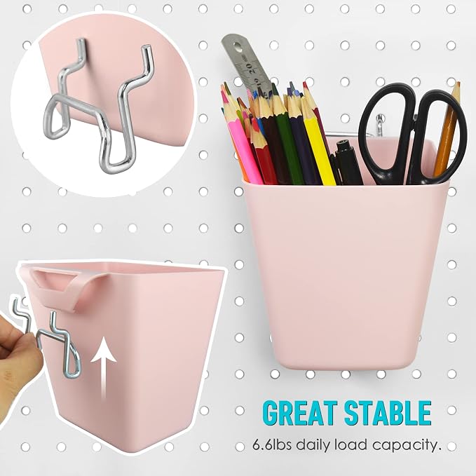 G.CORE 28 Pack Peg Board Accessories Set, Pegboard Bins Cups and Hooks for 1/4" Pegboards, Wall Organizers and Storage for Craft Room Garage Workbench Office