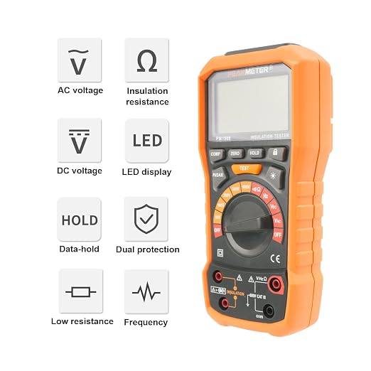 Digital Megohmmeter, Insulation Resistance Tester, 50V/100V/250V/500V/1000V for Electrical Equipment and Insulating Resistance Up to 100GΩ with PI/DAR, Frequency and Low Voltage Test