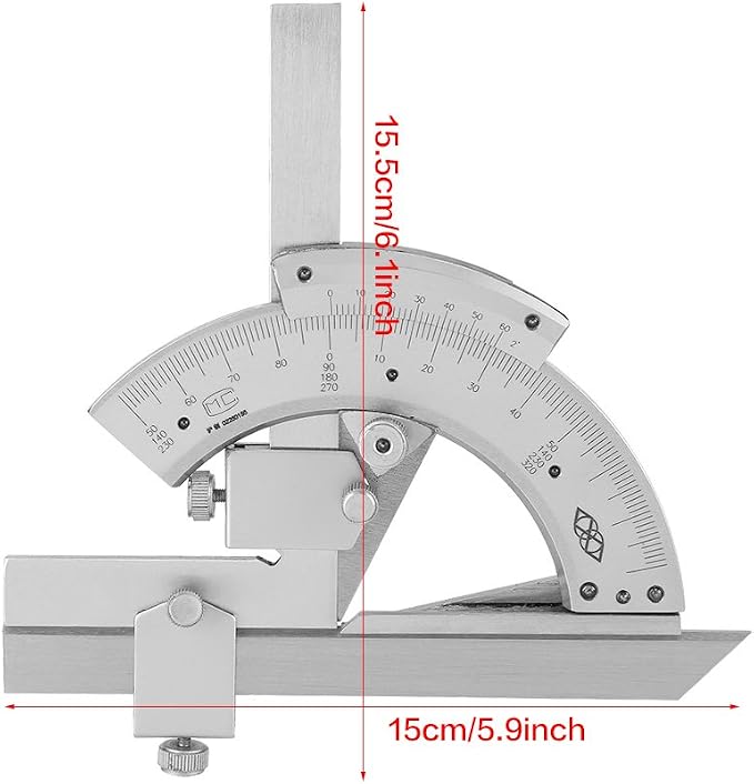 Walfront Universal Carbon Steel Vernier Bevel Protractor 0-320° Exactness Angle Measuring Ruler Tools for Woodworking/Carpenter/Construction Carbon Steel DIY Accuracy 0.02