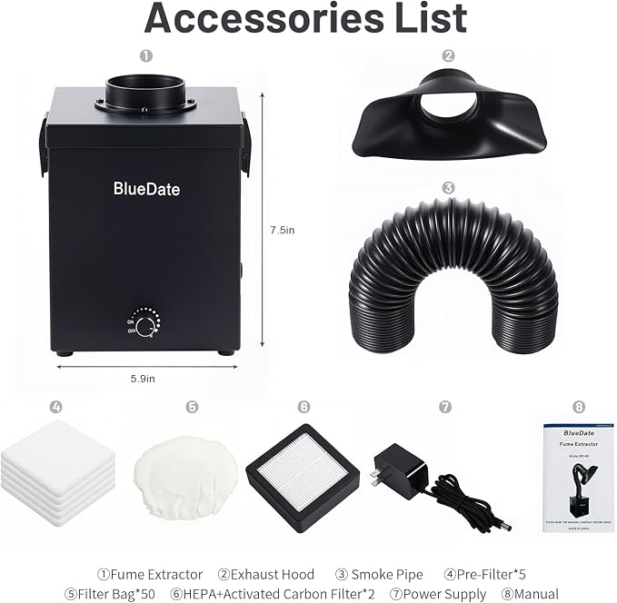 Solder Fume Extractor, DC motor Strong Suction Low Noise Soldering Fume Extractor, H13 HEPA Filter Smoke Extractor, Suitable for Hand Soldering,Jewelry Making, laser engraving