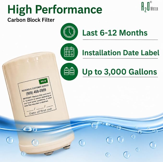 A2O Water-High Performance Water Filter Replacement Cartridge - HGN Type Water Ionizer Compatible (New Model),Made in USA