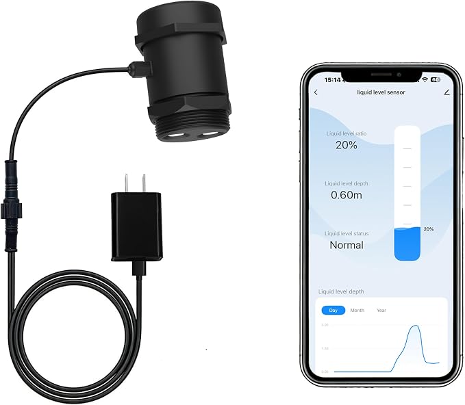 Ultrasonic Level Sensor with 2.4G WiFi,Non-Contact Liquid & Solid Level Monitor,Tuya Smart & Smart Life APP Remote Control for Water Tank, Grain Bin,Waterproof Outdoor,G2 Tank Monitor Indicator Alarm