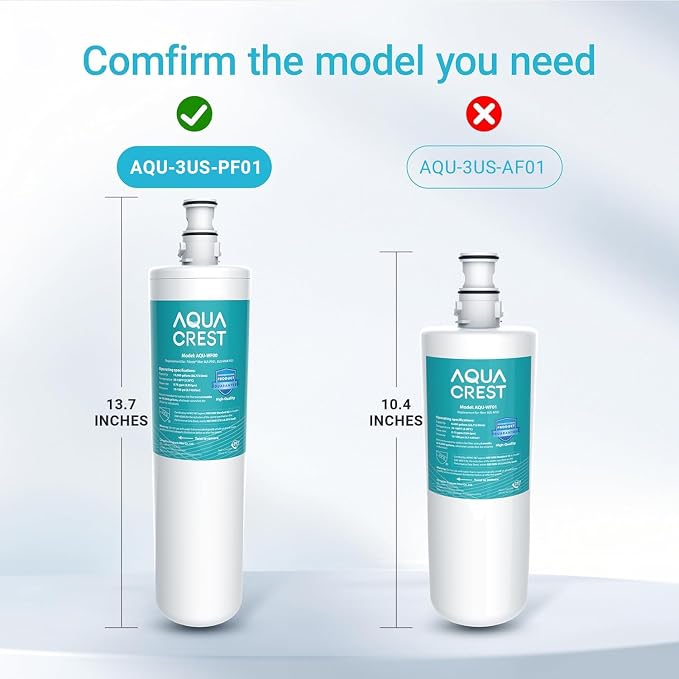 AQUA CREST 3US-PF01 Water Filter Replacement for Filtrete®3US-PF01, 2 Pack | Replacement for Filtrete® 3US-PS01, 3US-MAX-S01, Delta RP78702, Manitowoc K-00337, K-00338, HF20 HF25 HF27, NSF/ANSI 42