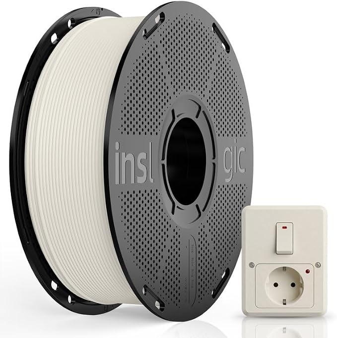 Inslogic ABS FR V0 Filament 1.75mm, Flame Retardant 3D Printer Filament, V0 Grade, Low Warping, Impact Resistant, 1kg Spool (2.2 lbs), Dimensional Accuracy ±0.03mm (Natural White)