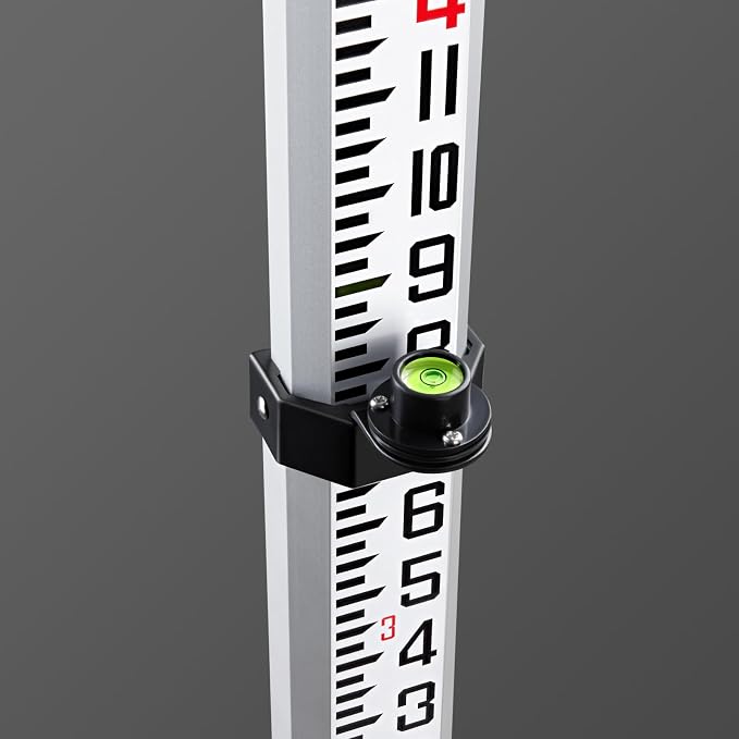 Firecore 16-Foot Aluminum Grade Rod - 10ths, 5 Sections Telescopic with Bubble Level-FLR500B