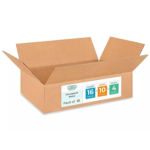 Medium Moving & Shipping Boxes 16x10x4 inches (10-Pack) - Extra Strength 200 lb vs Regular - USA-Made Corrugated Packaging Boxes for USPS/UPS/FEDEX - Shipping Box - Heavy Duty Box by IDL Packaging