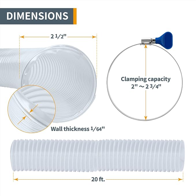 POWERTEC 2-1/2" x 10' Dust Collection Hose with 2pcs Hose Clamps, Blast Gate & Y-Fitting for Table Saw, Band Saw, Planer, Belt Sander, Woodworking and Wood Shop Dust Collection System (70435)