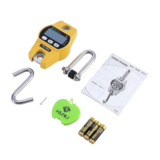 Klau Mini Hoist Yellow Crane Scale 300 kg / 600 lb | Industrial Heavy Duty, Digital Hanging Scales, For Home Farm Factory Hunting