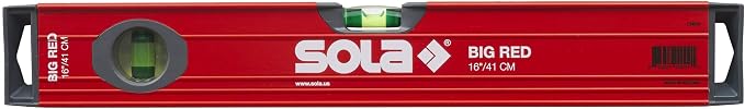 SOLA LSB16 Big Red Aluminum Box Beam Level with 2 60% Magnified Vials, 16-Inch