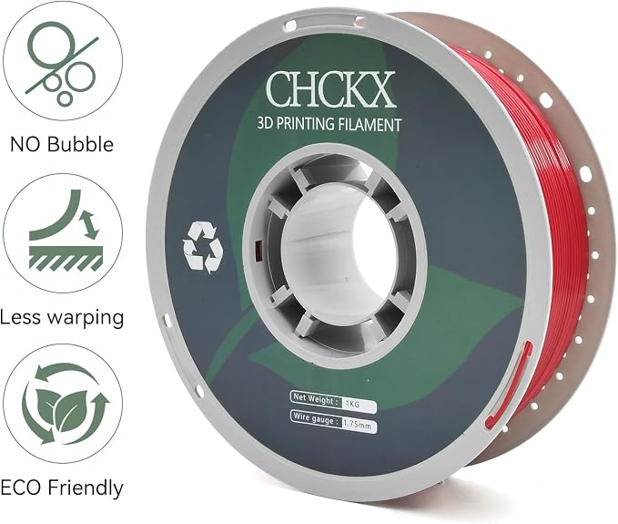 PETG 3D Printer Filament, Dimensional Accuracy +/- 0.03 mm, 1kg Spool(2.2lbs), 1.75 mm Fit for Most 3D Printers,Red