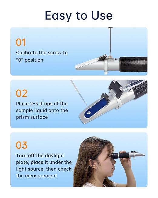 LOHAND Brix Refractometer with Automatic Temperature Compensation(ATC), Precision Measuring Sugar Content for Wine/Fruit/Drink, Sugar Refractometer, Range:0-32%
