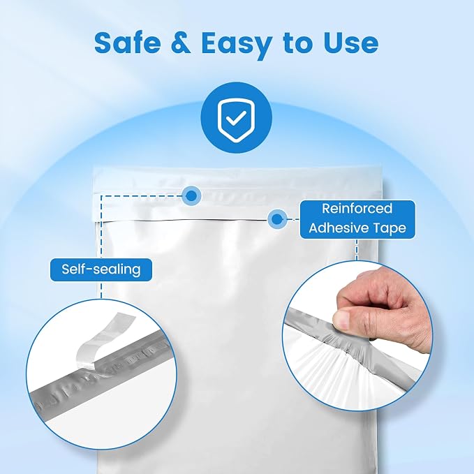 Metronic Poly Mailers 14x19 1000 Pack, Heavy Duty Shipping Bags Bulk Self Seal Waterproof Tear Weather Resistant Large Mailing Envelopes, Packaging bags for Small Business, Boutique, Clothing, White