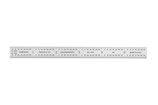 PEC Tools 6" Metal Ruler, Flexible Stainless Steel, 4R Graduation, Trusted by Professionals, Made in USA